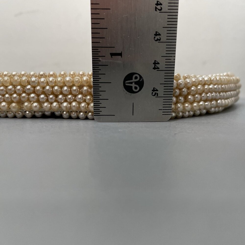 Vintage Beaded Clutch Evening Purse Makeup Bag Zip Top Faux String Pearls Small - Picture 12 of 12